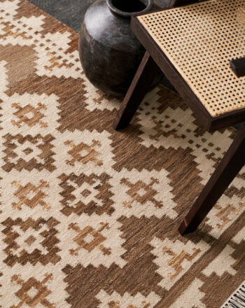 Diamond Carpets India, Ručne viazaný kusový koberec M. Kelim DE 2262 Brown Mix, 200x290, hnedá, chodba / predsieň