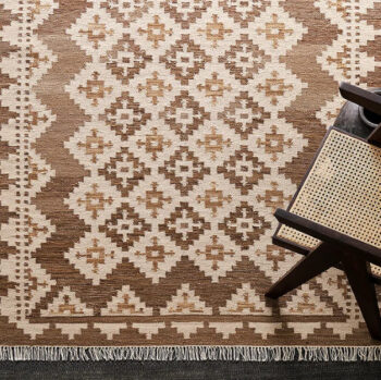 Diamond Carpets India, Ručne viazaný kusový koberec M. Kelim DE 2262 Brown Mix, 200x290, hnedá, chodba / predsieň
