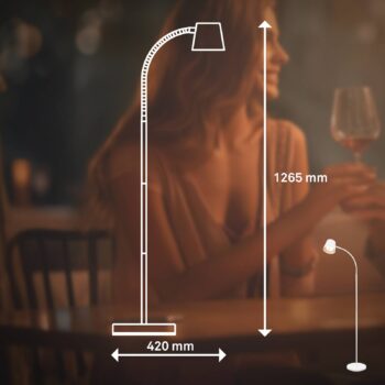 Dobíjacia stojacia lampa Cielo LED, biela, dotykový stmievač, USB kábel