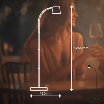Dobíjacia stojacia lampa Cielo LED, čierna, dotykový stmievač, USB kábel