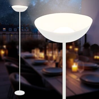 Dobíjacia stojacia lampa Estate LED, biela, dotykový stmievač, USB kábel