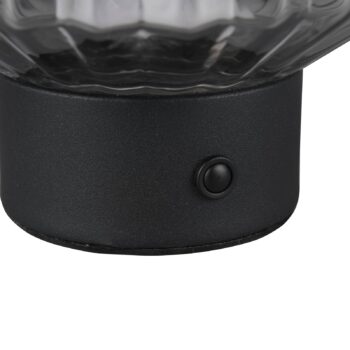Dobíjacia stolová lampa Lord LED, čierna/dymová, výška 19,5 cm, sklo