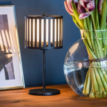 Dobíjateľná stolová LED lampa Bottle, čierna, hliník, IP54, stmievač, CCT
