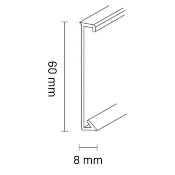 Döllken, Soklová lišta DSL60 5107204 nerez 250 cm, 2500x60x8 mm, šedá