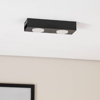 Downlight Ian v čiernej farbe, 2-plameňové
