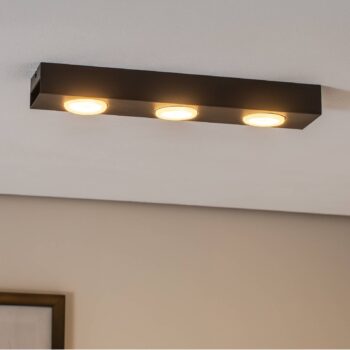 Downlight Ian v čiernej farbe, 3-plameňové