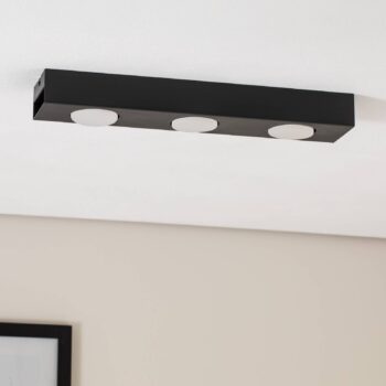 Downlight Ian v čiernej farbe, 3-plameňové