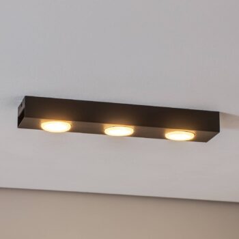 Downlight Ian v čiernej farbe, 3-plameňové
