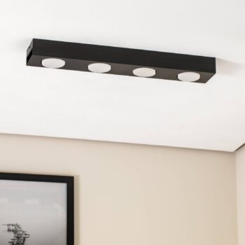 Downlight Ian v čiernej farbe, 4-plameňové