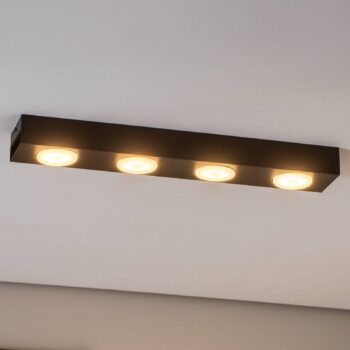 Downlight Ian v čiernej farbe, 4-plameňové