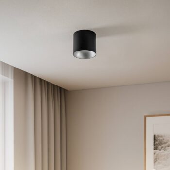 Downlight Point Tone, čierny, vnútri strieborný