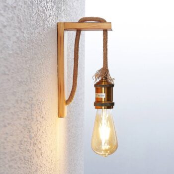 Drevená nástenná lampa Helou s viditeľnou objímkou