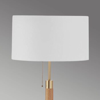 Drevená stojaca lampa Lignum tienidlo chinc mosadz