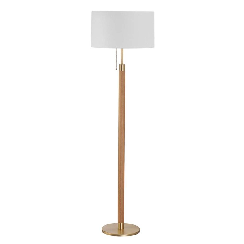 Drevená stojaca lampa Lignum tienidlo chinc mosadz Drevená stojaca lampa Lignum tienidlo chinc mosadz