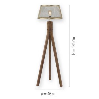 Drevená stojacia lampa Frederik, trojnožka