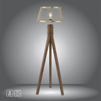 Drevená stojacia lampa Frederik, trojnožka