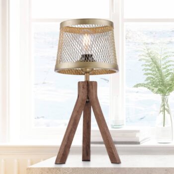 Drevená stolová lampa Frederik, trojnožka