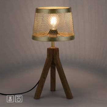 Drevená stolová lampa Frederik, trojnožka