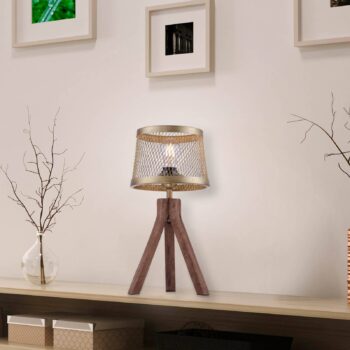 Drevená stolová lampa Frederik, trojnožka