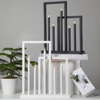 Drevené osvetlenie okna Frame, 5–pl., biela