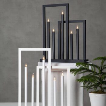 Drevené osvetlenie okna Frame, 5–pl., biela