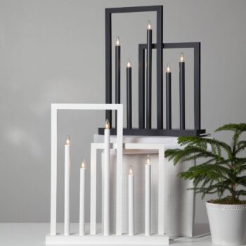 Drevené osvetlenie okna Frame, 5–pl., tmavo–sivá