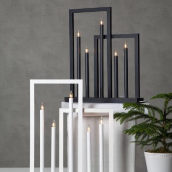 Drevené osvetlenie okna Frame, 5–pl., tmavo–sivá