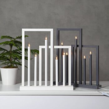 Drevené osvetlenie okna Frame, 5–pl., tmavo–sivá