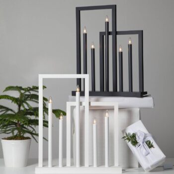 Drevené osvetlenie okna Frame, 5–pl., tmavo–sivá