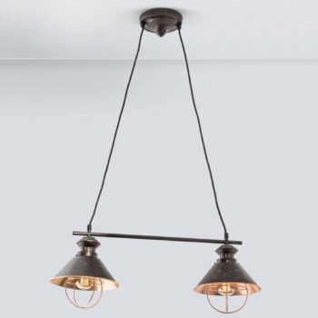 Dvoj-plameňová závesná lampa Shanta, čierna meď