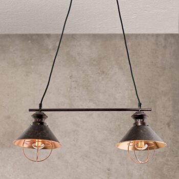 Dvoj-plameňová závesná lampa Shanta, čierna meď