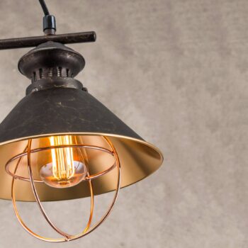 Dvoj-plameňová závesná lampa Shanta, čierna meď