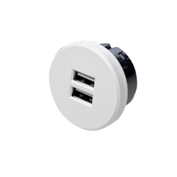Dvojitá zásuvka USB, okrúhla, biela