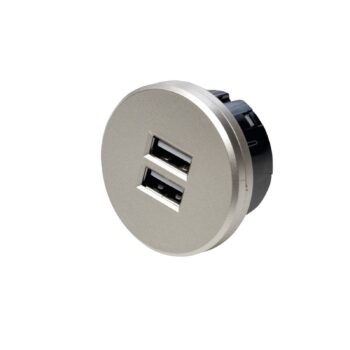 Dvojitá zásuvka USB, okrúhla, nerezová oceľ