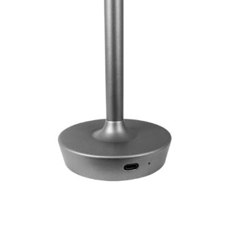 Dyberg Larsen LED dobíjacia stolová lampa Flow, strieborná, výška 25 cm