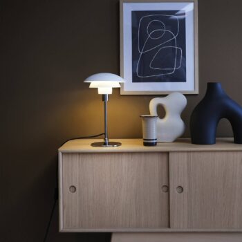 Dyberg Larsen Morph stolová lampa, biela, výška 35 cm, kov