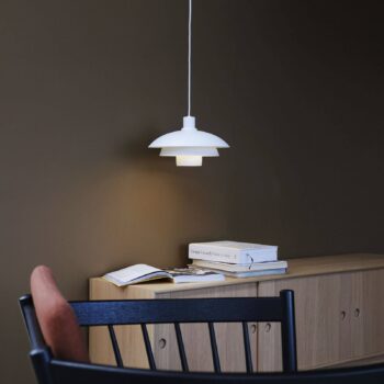 Dyberg Larsen Morph závesná lampa, biela, Ø 30 cm, kov