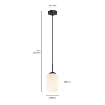 Dyberg Larsen Riflet sklenená závesná lampa, Ø 14 cm
