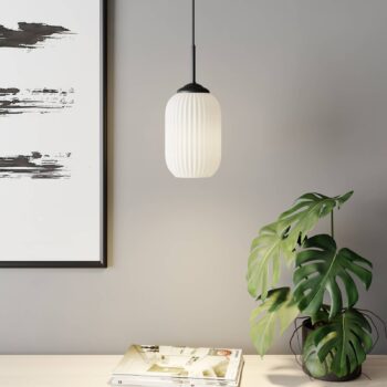 Dyberg Larsen Riflet sklenená závesná lampa, Ø 14 cm