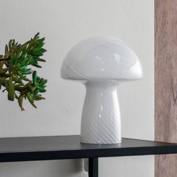 Dyberg Larsen Stolná lampa Mushroom, biela, výška 23 cm, sklo