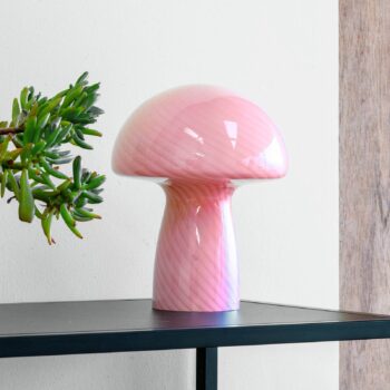 Dyberg Larsen Stolná lampa Mushroom, ružová, výška 23 cm, sklo