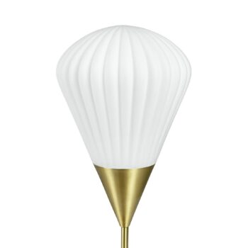 Dyberg Larsen Stolová lampa Ballon, biela/mosadzová, 46 cm