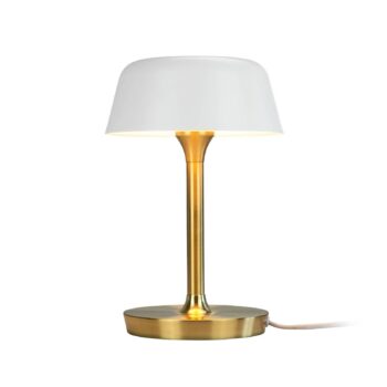 Dyberg Larsen Valencia stolová lampa, biela/mosadz, výška 30 cm