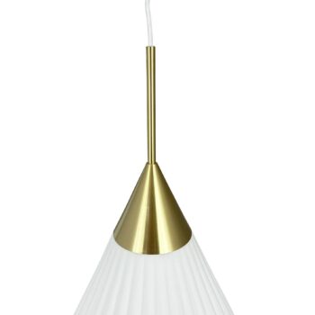 Dyberg Larsen Závesné svietidlo Ballon, Ø 21 cm biela/mosadzová farba