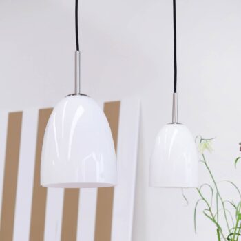 Dyberg Larsen závesná lampa Jazz, Ø 18 cm, opál/oceľ, sklo