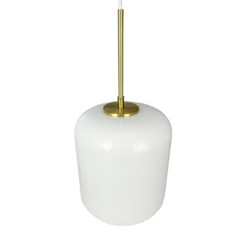 Dyberg Larsen závesná lampa Silvia, Ø 20 cm, opál/mosadz, sklo