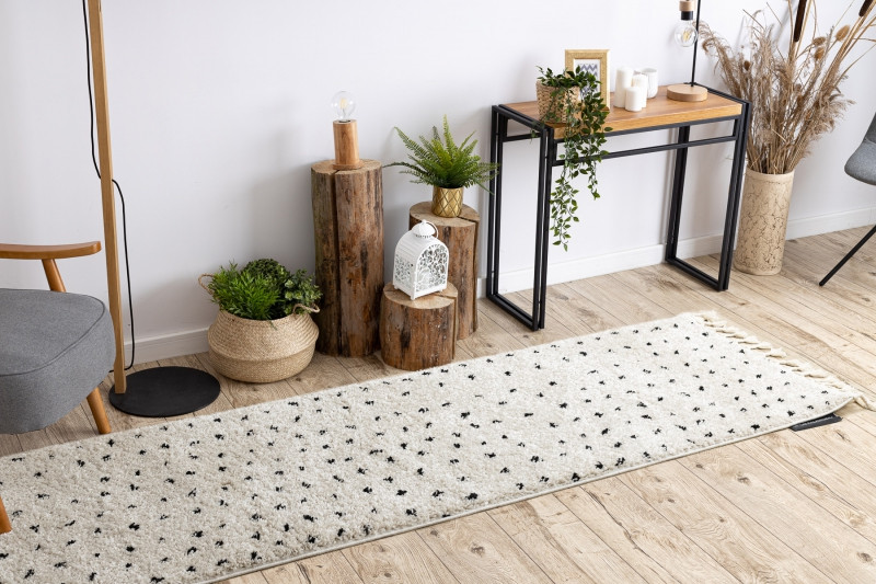 Dywany Łuszczów, Behúň Berber Syla B752 dots cream, 70x300, biela, kuchyňa Dywany Łuszczów, Behúň Berber Syla B752 dots cream, 70x300, biela, kuchyňa