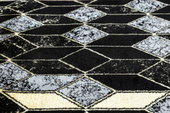 Dywany Łuszczów, Behúň Gloss 400B 86 3D geometric black/gold, 70x300, čierna, obývacia izba