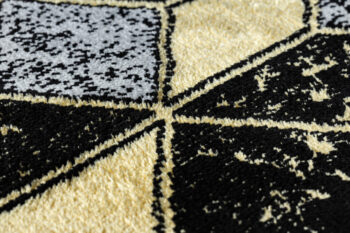 Dywany Łuszczów, Behúň Gloss 400B 86 3D geometric black/gold, 70x300, čierna, obývacia izba