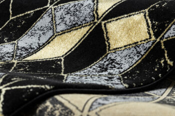 Dywany Łuszczów, Behúň Gloss 400B 86 3D geometric black/gold, 80x250, čierna, obývacia izba